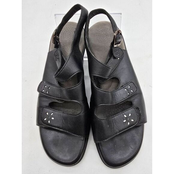 SAS Womens Black Leather Tripad Comfort Sandals With Adjustable Straps - Picture 3 of 8